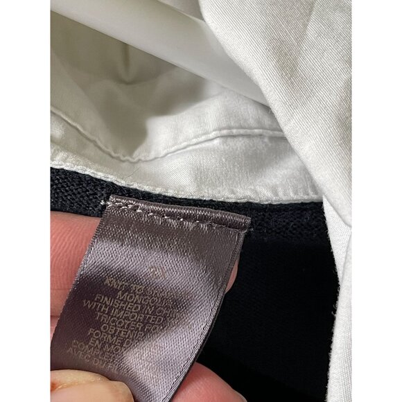 EUC Vintage Navy & White Cardigan With Striped Trim & Collared Shirt Layer - Picture 5 of 7